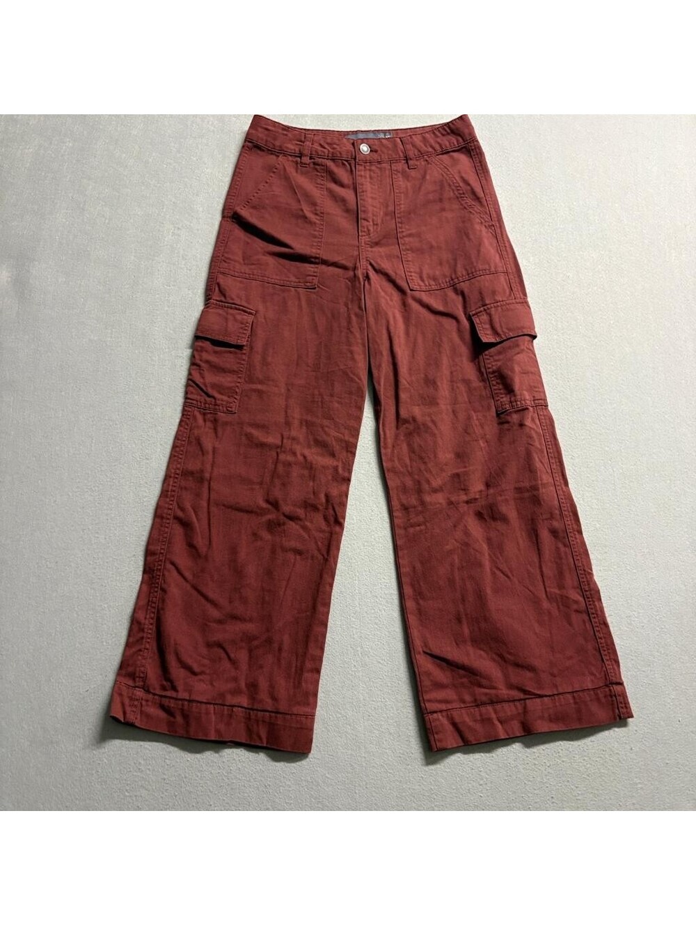 Indigo Rising Cargo Pants Womens 5/27 Red Cotton Wide Leg High Rise Utility